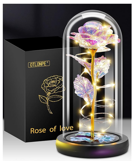 Light up rose in glass deals